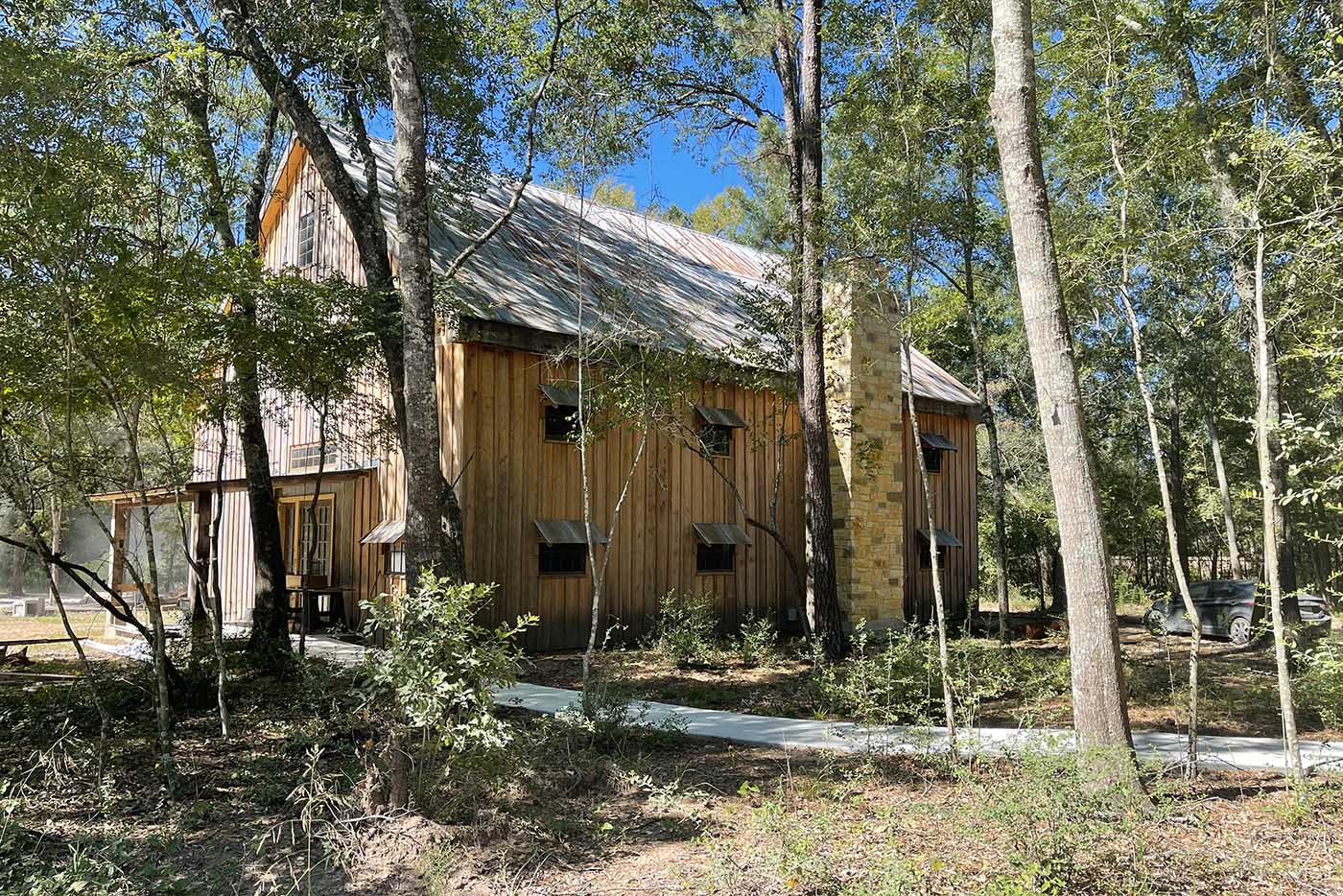 barn in woods