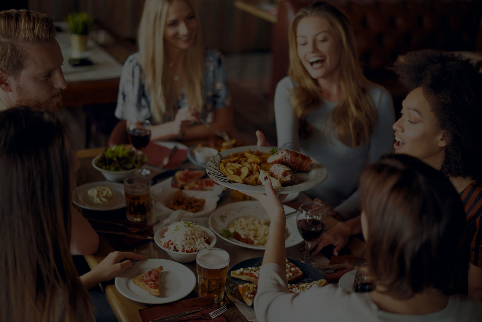 Friends having dinner