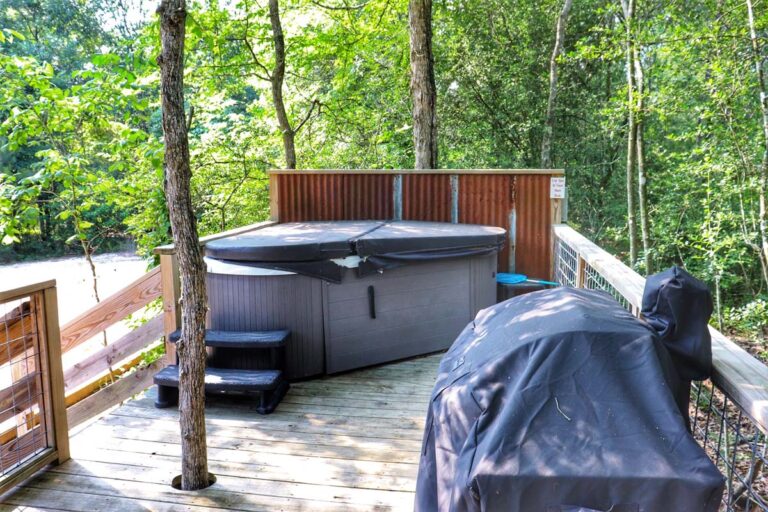 hot tub surrounded by trees