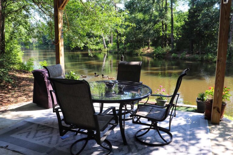 seating area next to river