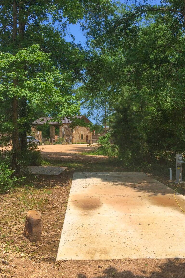 concrete rv pad with trees